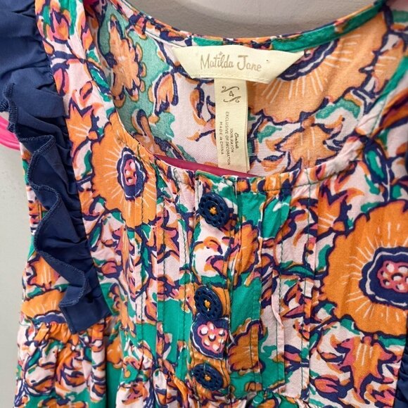 Matilda Jane Girl's Out Abroad Dress Girls Size 4 Scalloped Hem - Picture 2 of 4